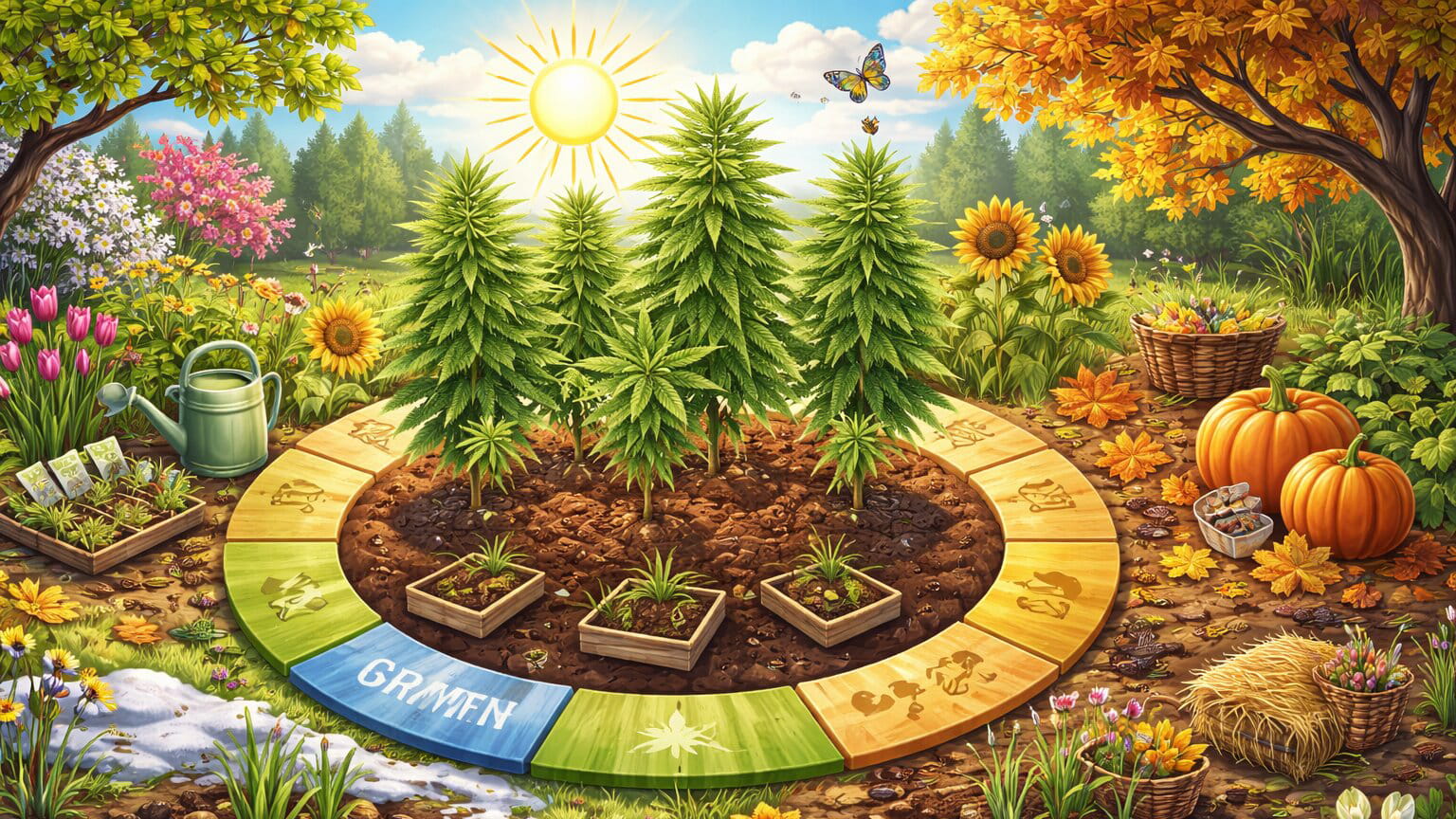 посадка насіння конопель