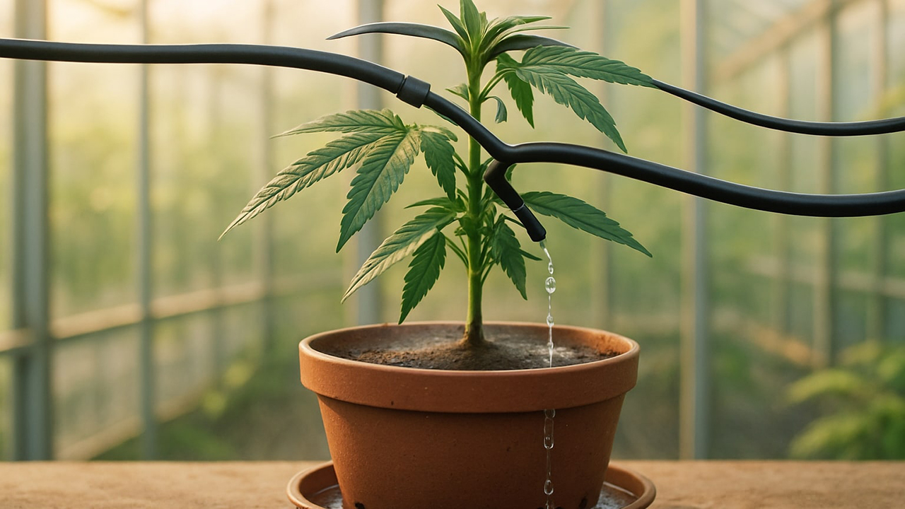 watering marijuana plants