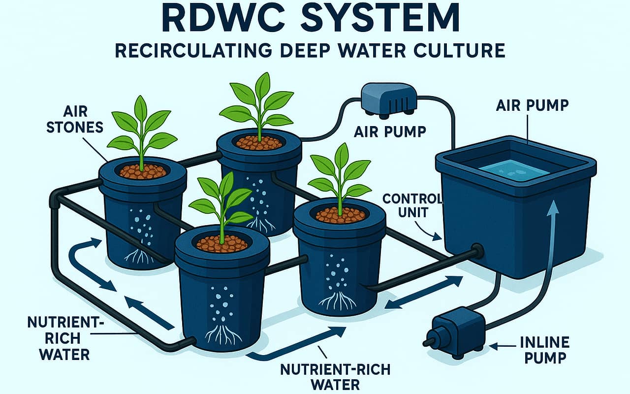 Схема системи RDWC для вирощування канабісу